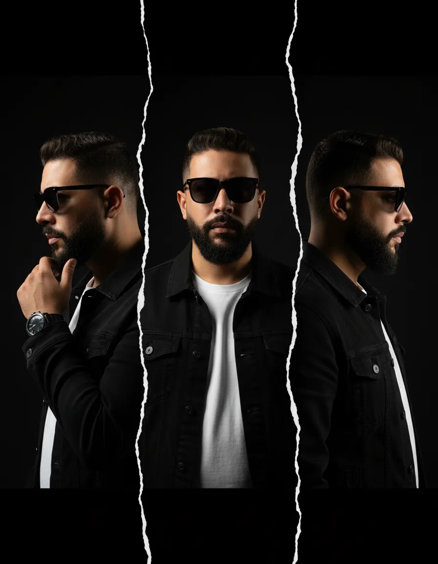 Triptych High-Contrast Dramatic Portrait Template