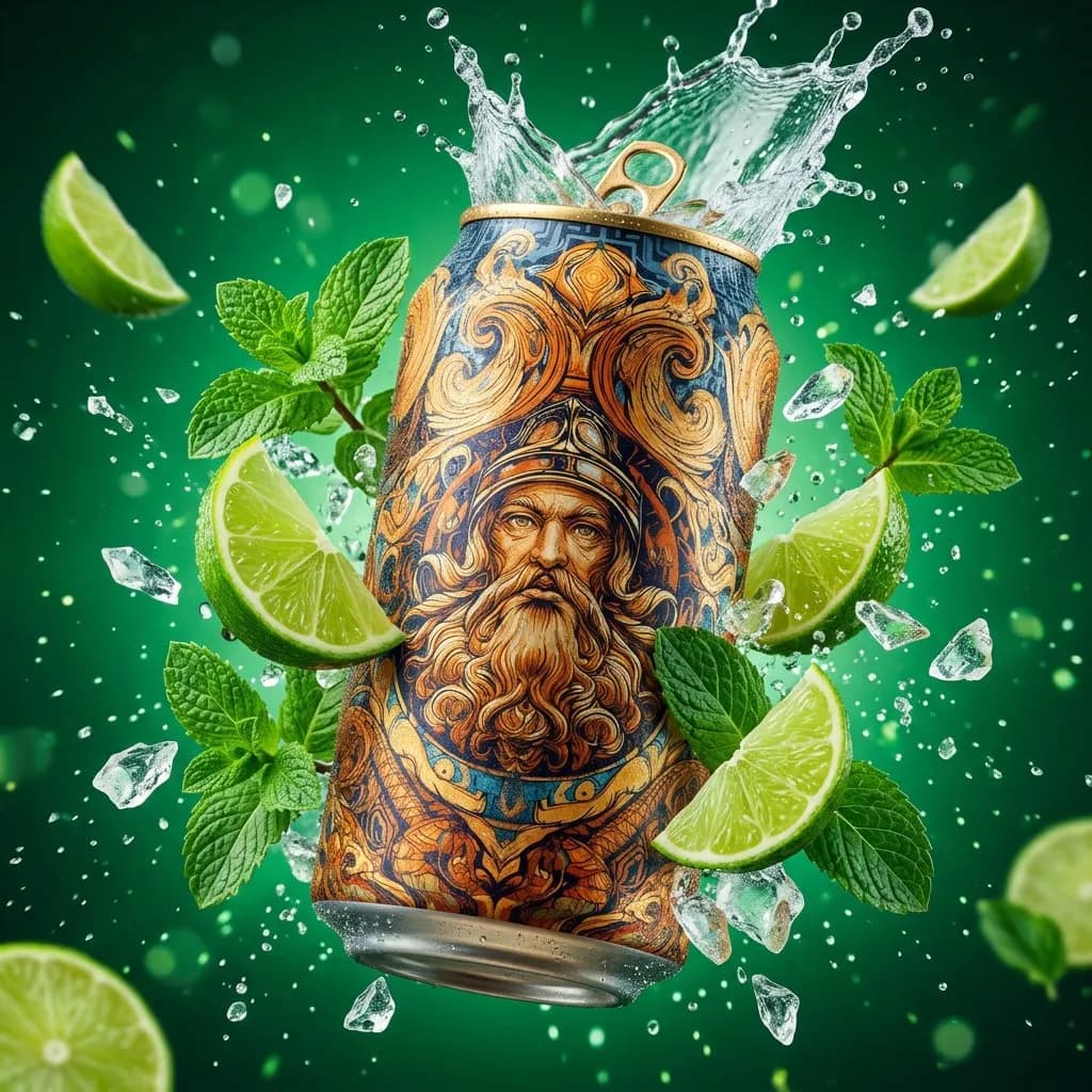 Cinematic Hyper-Realistic Beverage Can Splash Product Photography