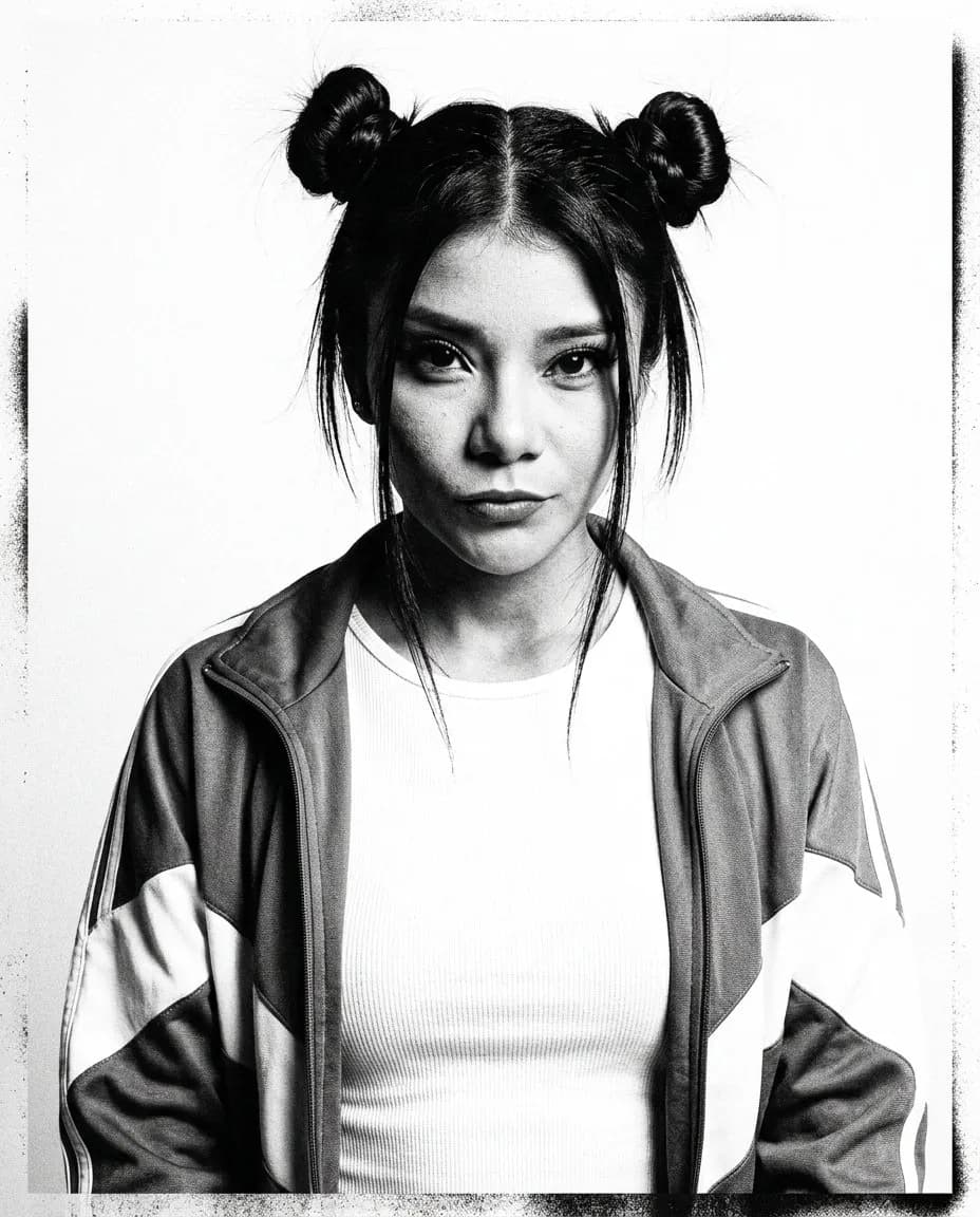 Cinematic High-Contrast Vogue-Style Black-and-White Portrait - Imagem 1