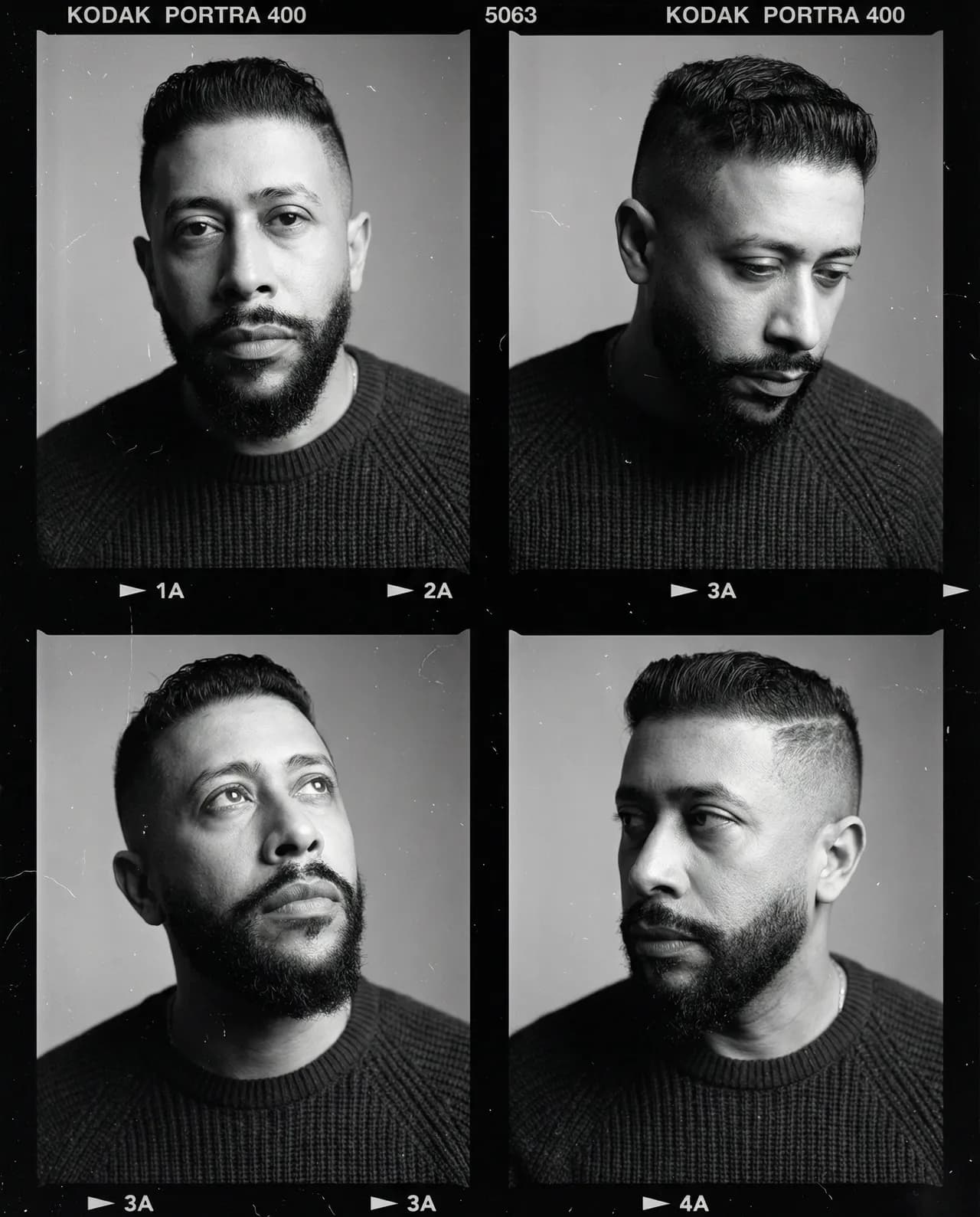 64K Black-and-White Film Contact Sheet Portrait