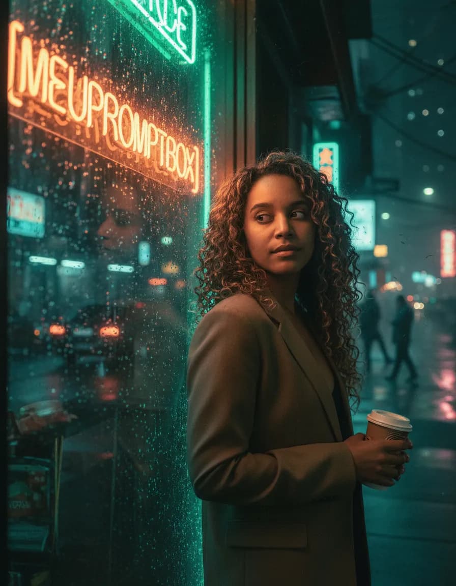 Wong Kar-Wai Inspired Neon Urban Noir Cinematic Portrait Template