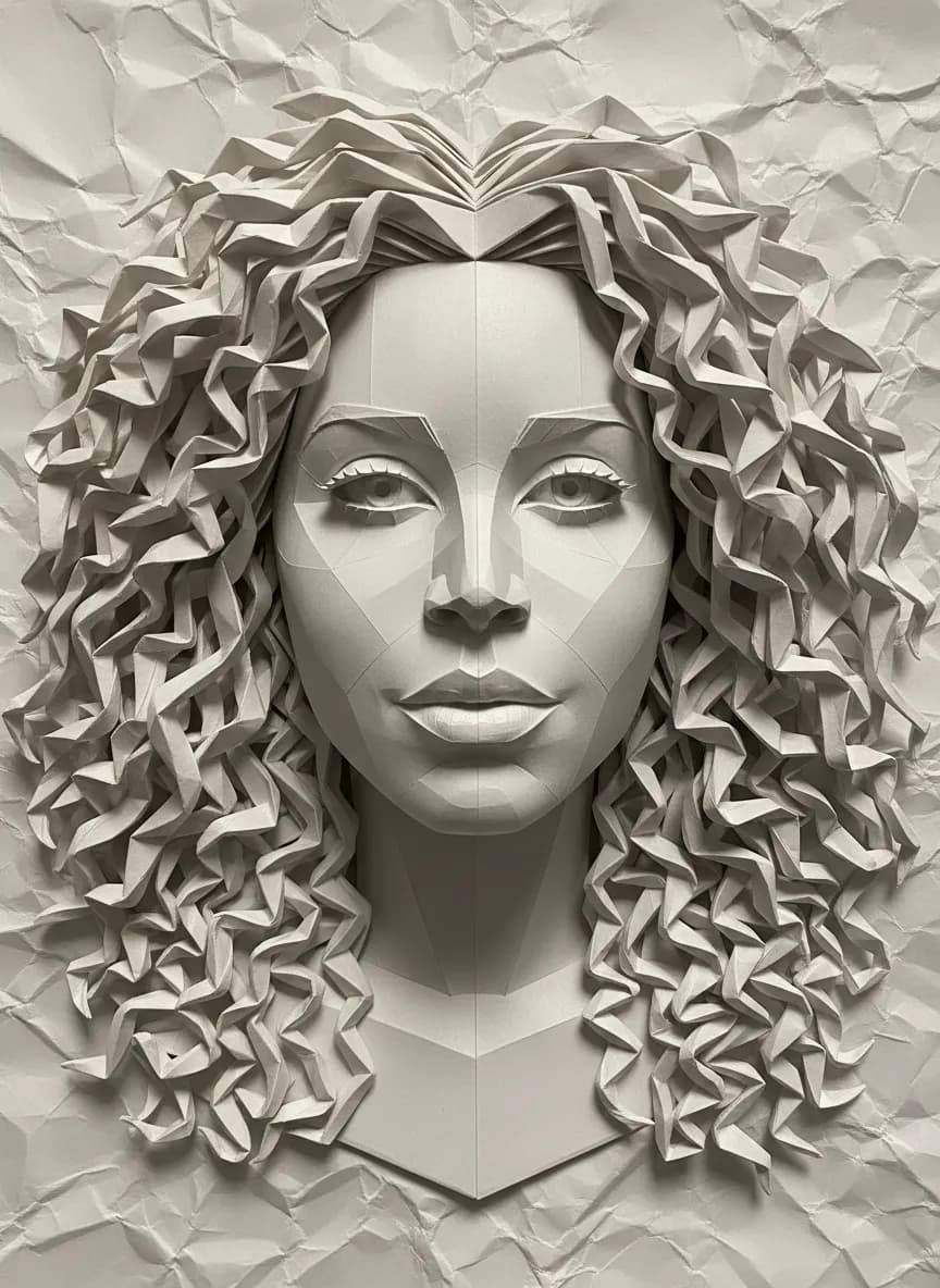 Hyper-Realistic Origami Paper Sculpture Portrait