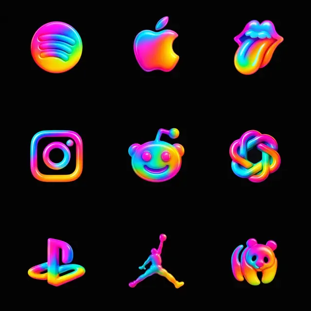 Glossy Rainbow Plastic Spotify Icon