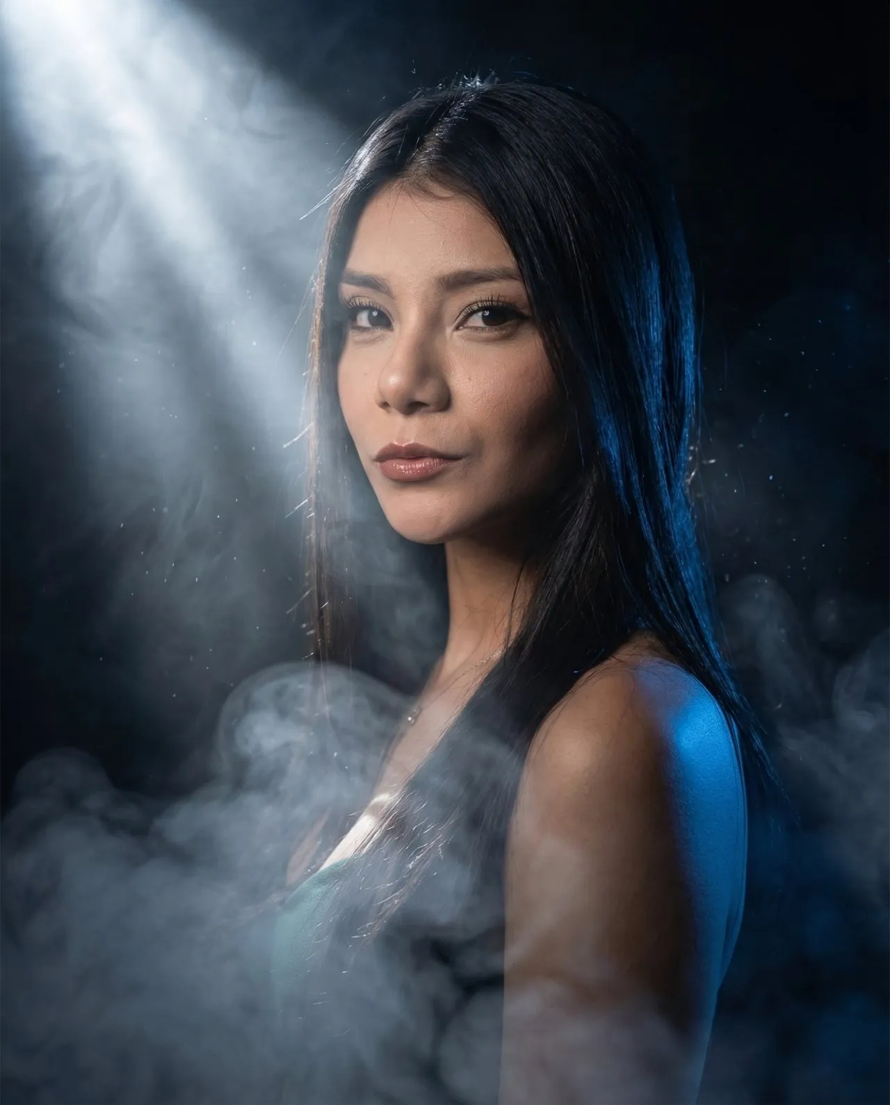 Dramatic Smoky Studio Portrait Photography with Spot and Rim Lighting