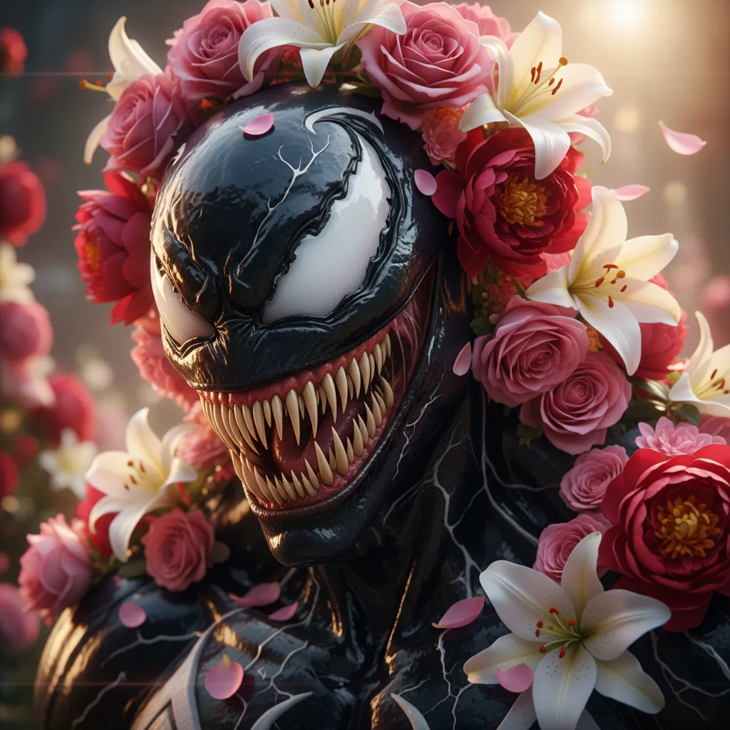 Romantic Horror Close-up in Flower Meadow