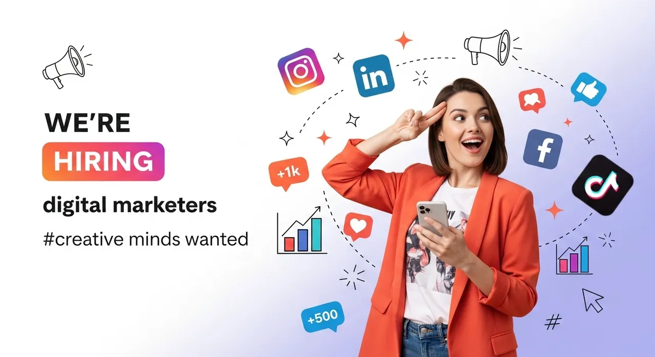 Energetic Digital Marketing Recruitment Poster