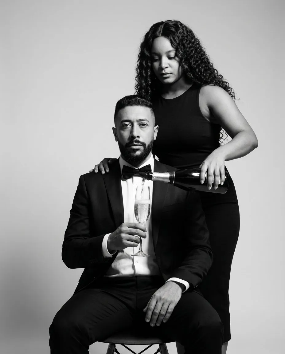 High-Contrast Studio Fashion Portrait, Monochrome Editorial
