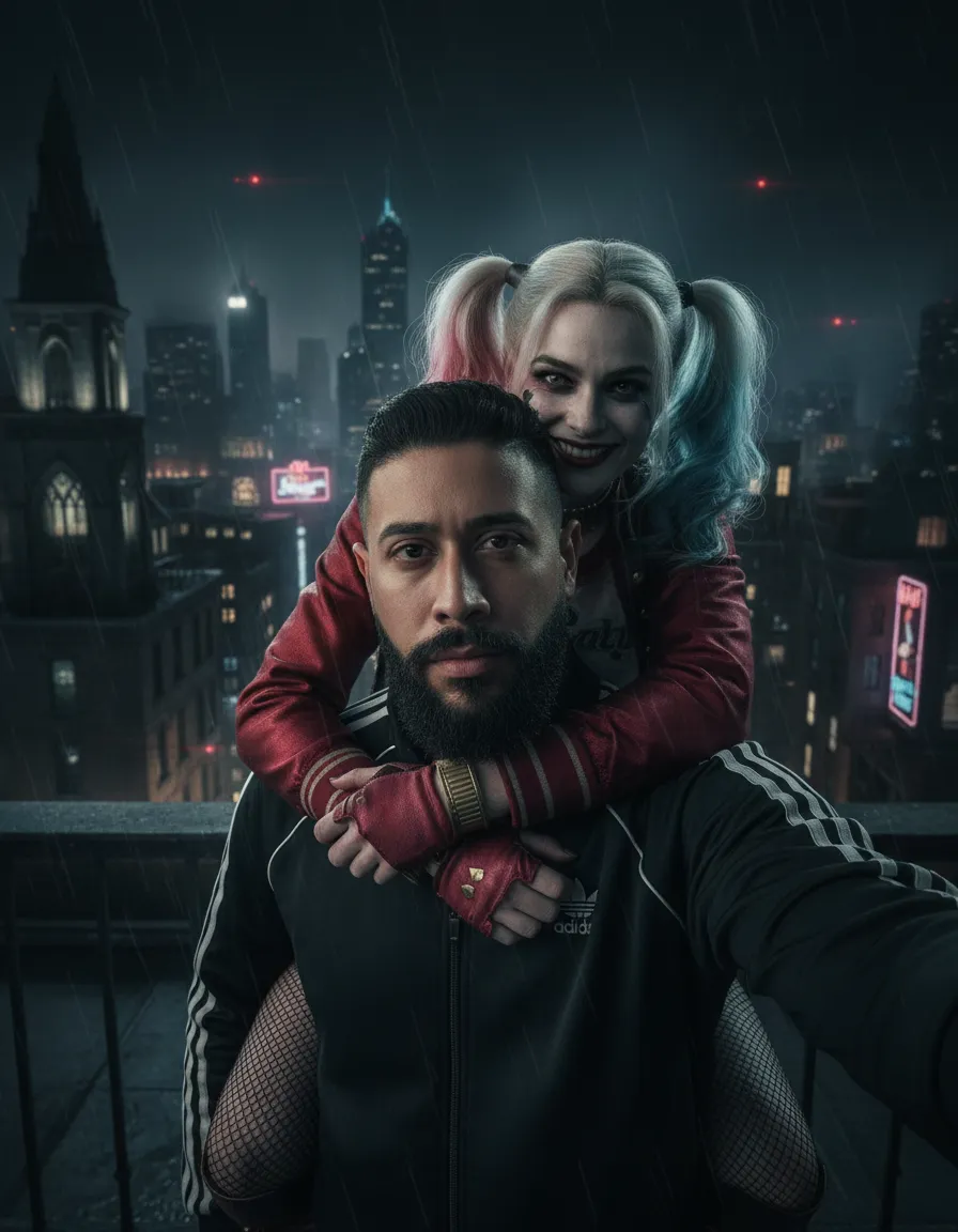 Gotham Midnight Cinematic Selfie with Harley Quinn