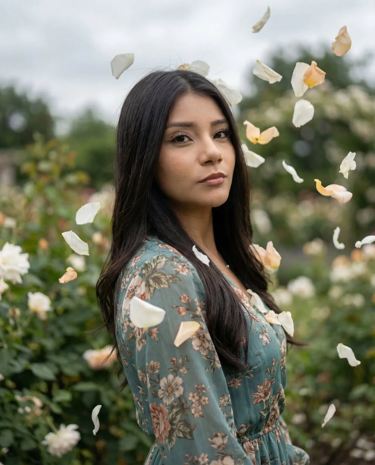 Dreamy Fine-Art Garden Portrait with Cinematic Soft Lighting