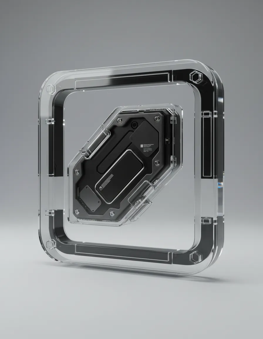 Futuristic Transparent Acrylic Tech Icon Template