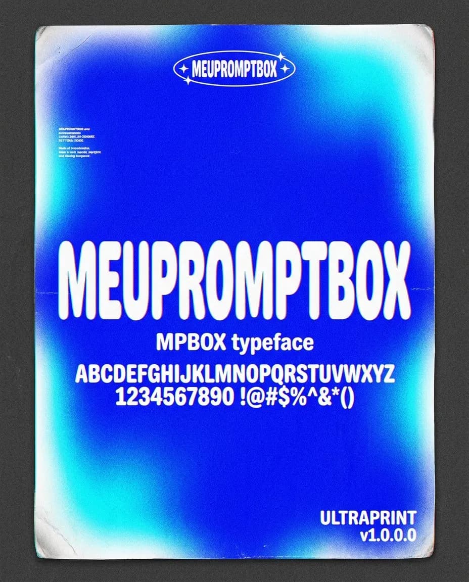 Y2K Retro Neon Typeface Specimen Poster with VHS Texture