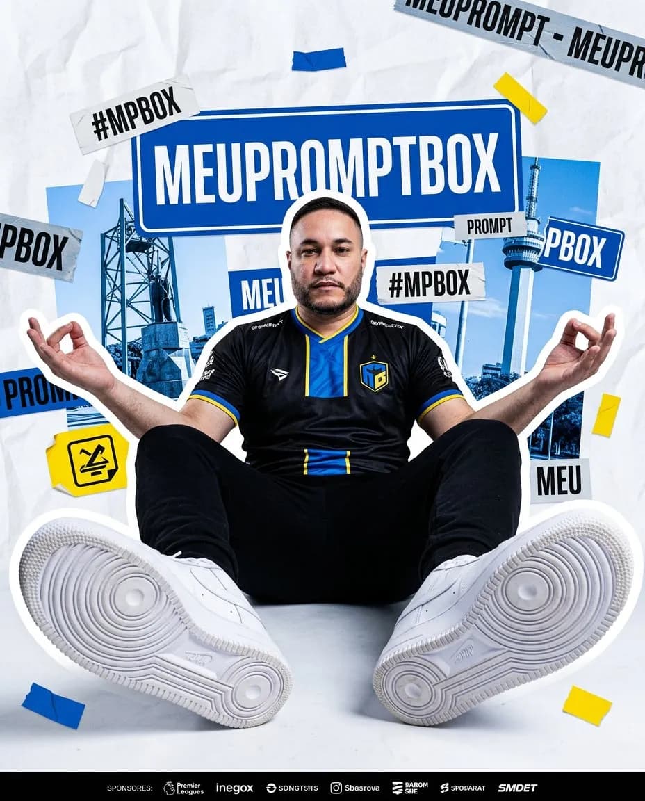 Low-Angle Sports Poster Collage Portrait, High-Contrast Cutout Style