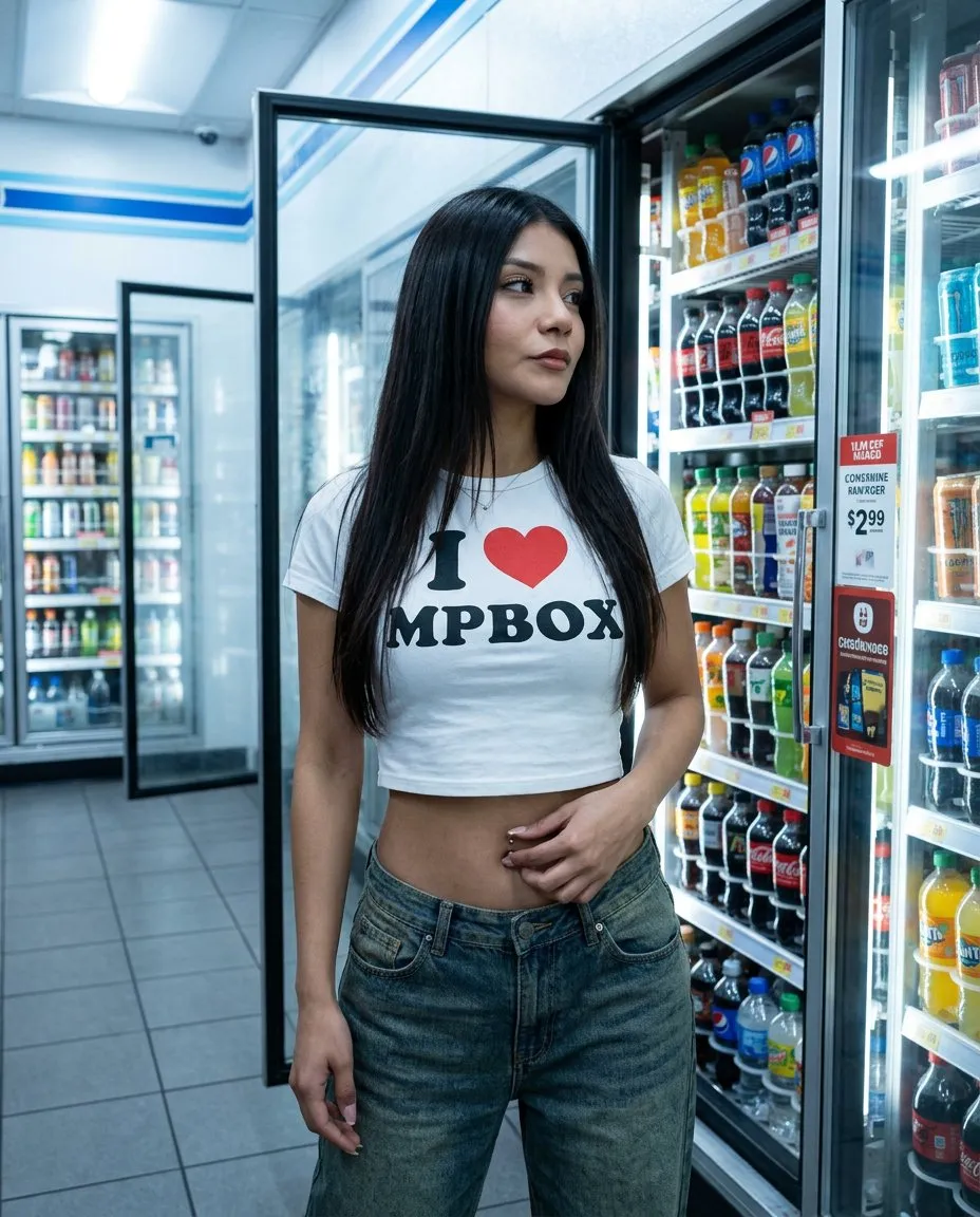 Candid Convenience Store Portrait with Fluorescent Cinematic Lighting