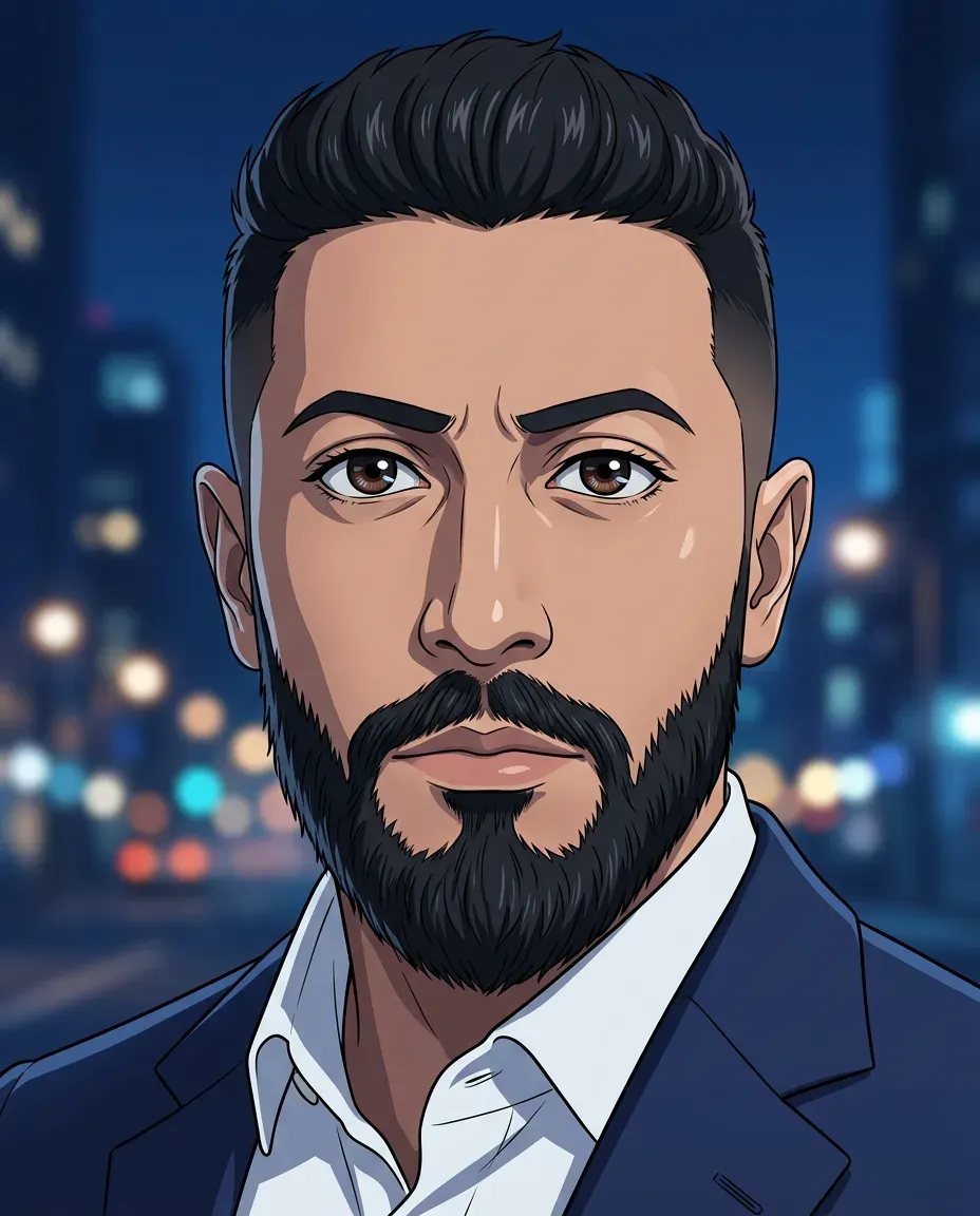 Photorealistic Anime Male Portrait from Photo Reference, Night City
