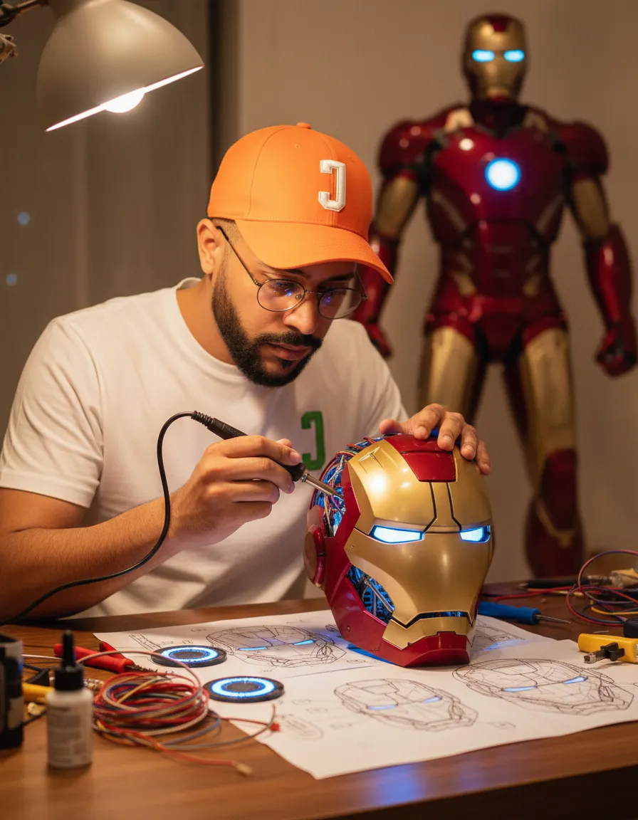 Workshop Portrait With Futuristic Helmet