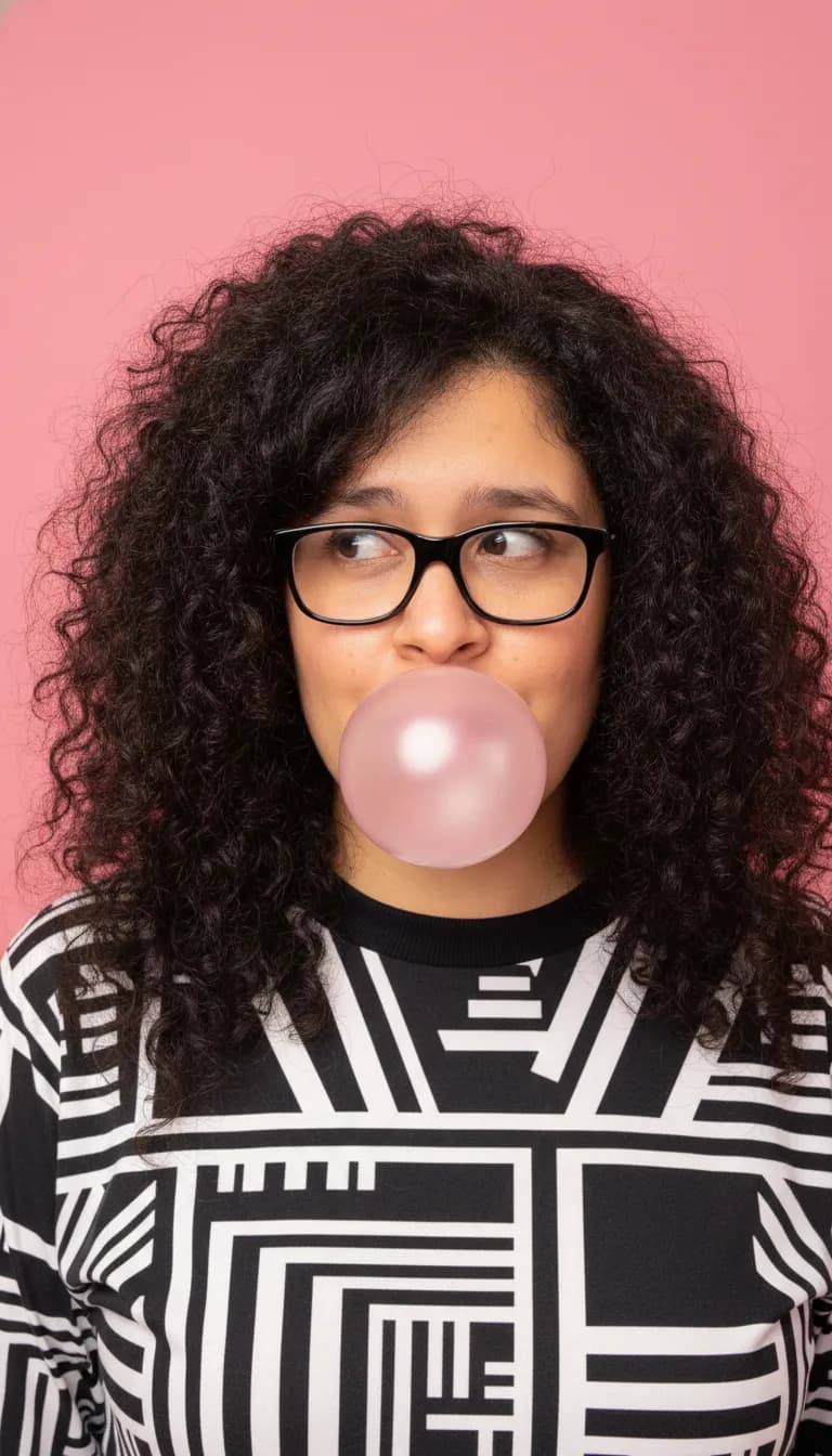 Playful Pop Editorial Bubble Gum Portrait Template