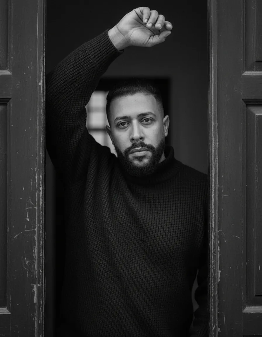 Cinematic Black & White Doorway Fine-Art Portrait Template