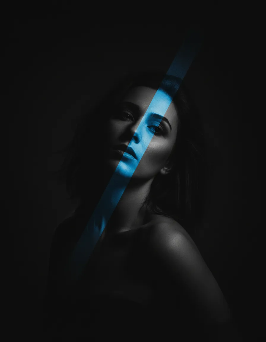 Electric Blue Noir Slit Portrait