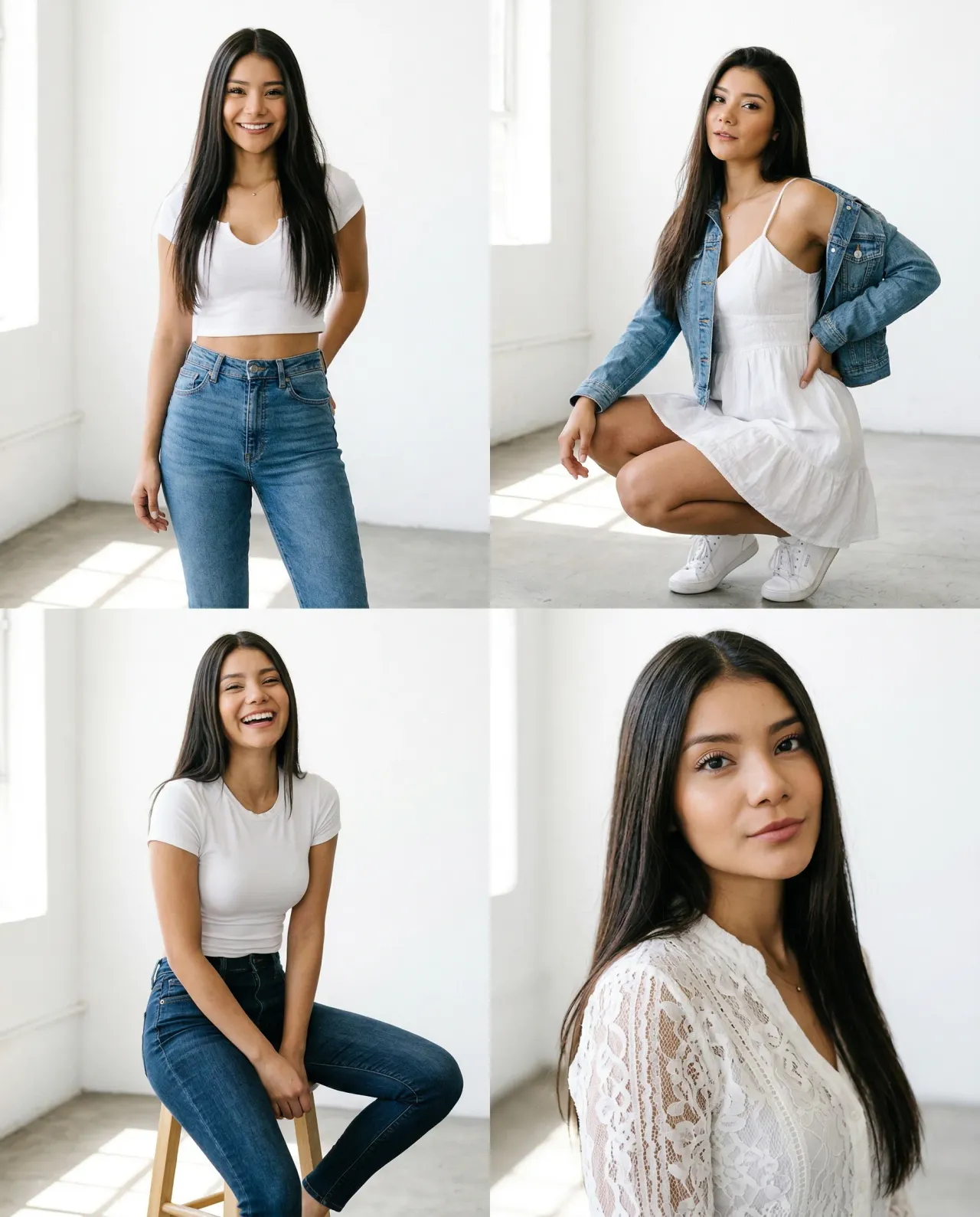 Smartphone Editorial Fashion Portrait Collage, Minimalist Candid Aesthetic