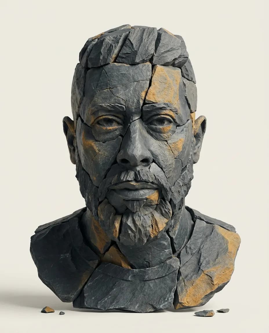 Fragmented Stone Identity 3D Style Transfer Portrait Template