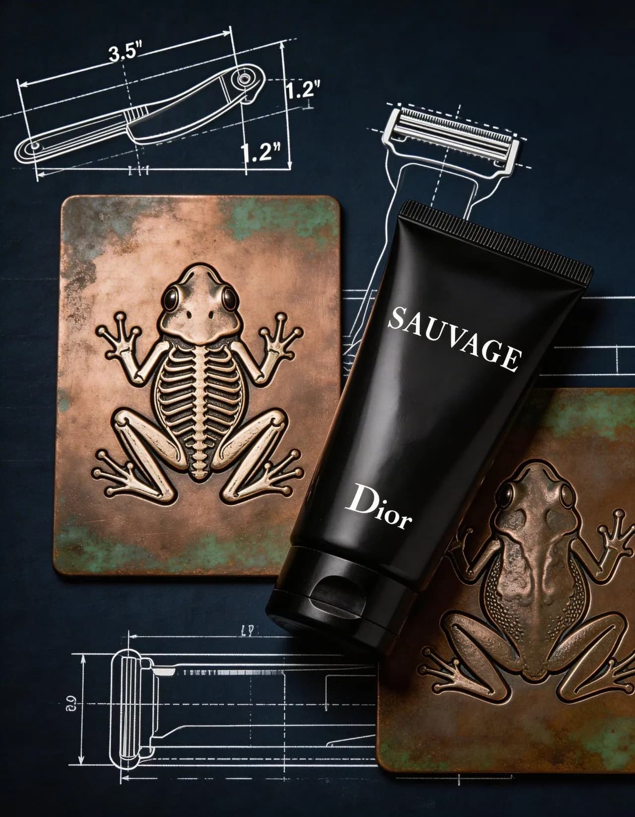 Cinematic Luxury Product Flatlay — Matte Black Shaving Gel Tube