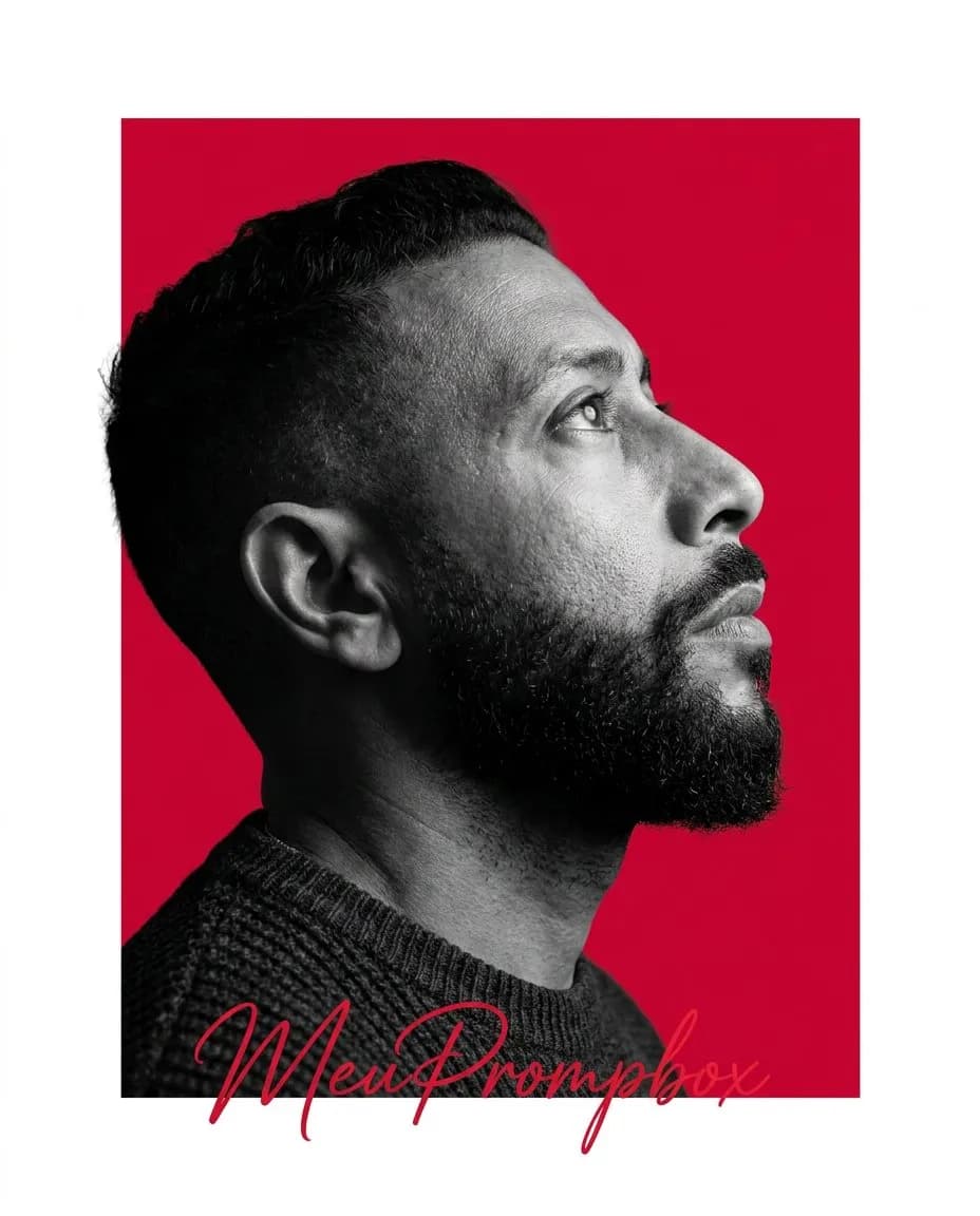 Minimalist Editorial Athlete Portrait with Red Graphic Accent