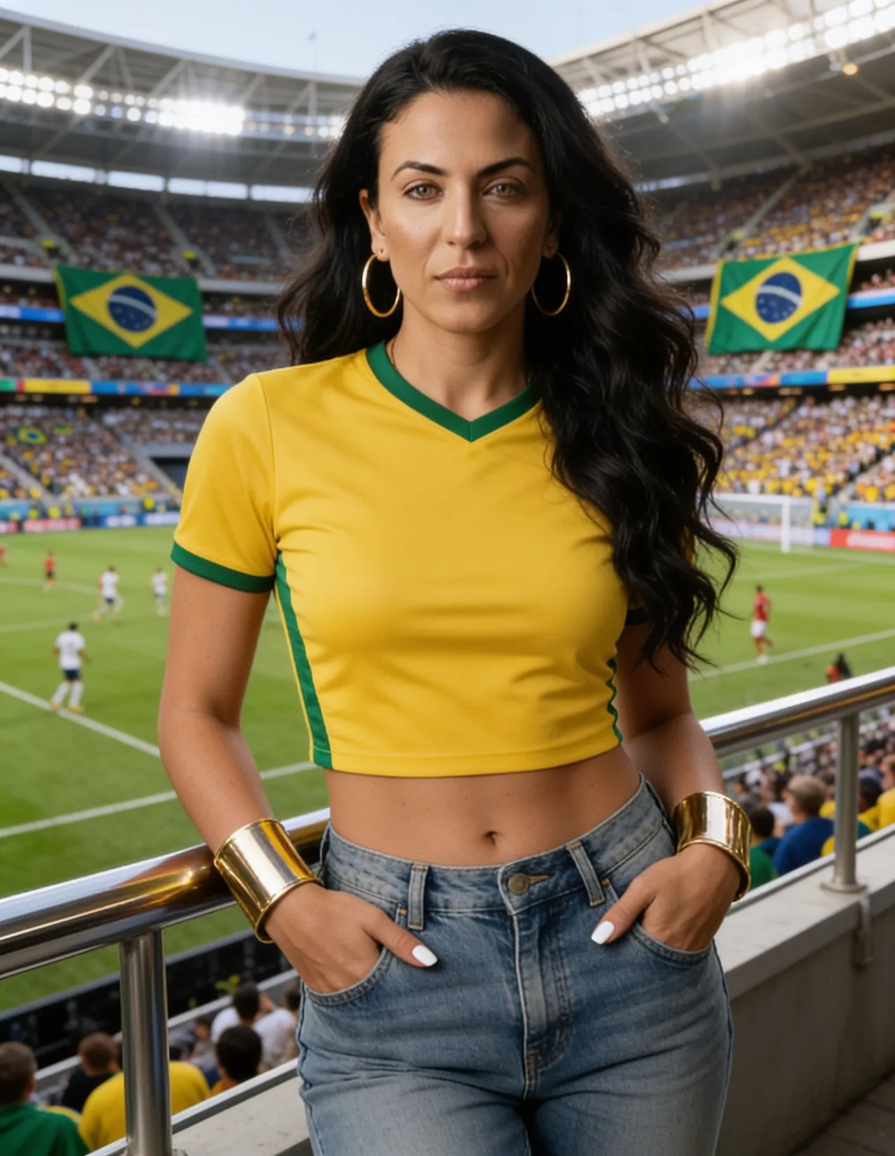Cinematic Stadium Sports-Fashion Portrait, Photoreal Editorial