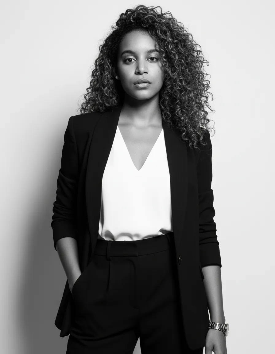 High-Contrast Black-and-White Editorial Fashion Portrait Template