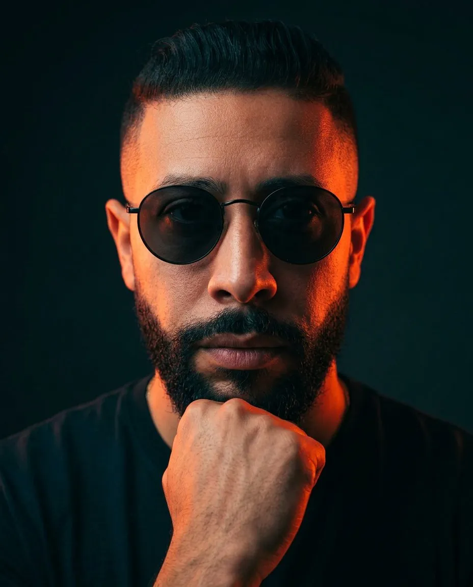 Cinematic Chiaroscuro Portrait with Orange-Red Rim Lighting