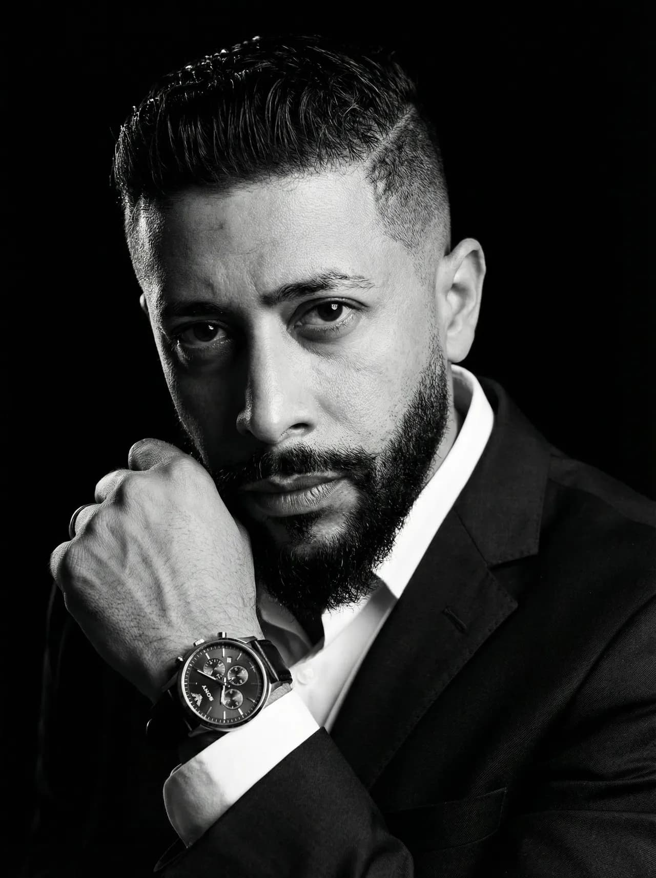 Ultra-Realistic Black & White Editorial Portrait