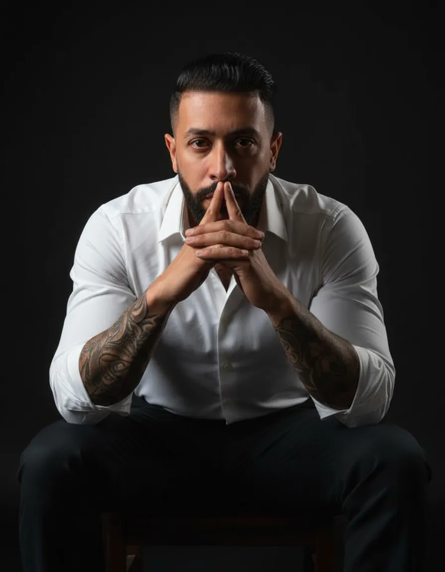 Dramatic Low-Key Introspective Editorial Portrait Template