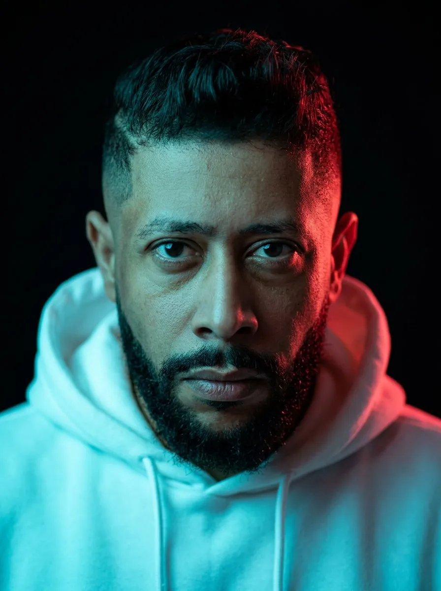 Cinematic Neon Studio Portrait — Cyberpunk High-Contrast Headshot