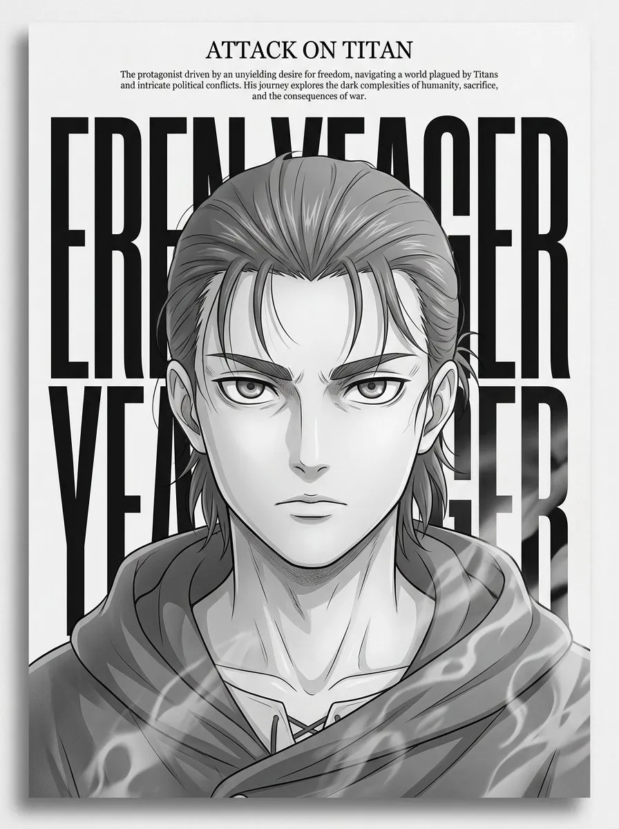 Minimalist Manga Character Editorial Poster, Luxury Magazine Style - Imagem 1
