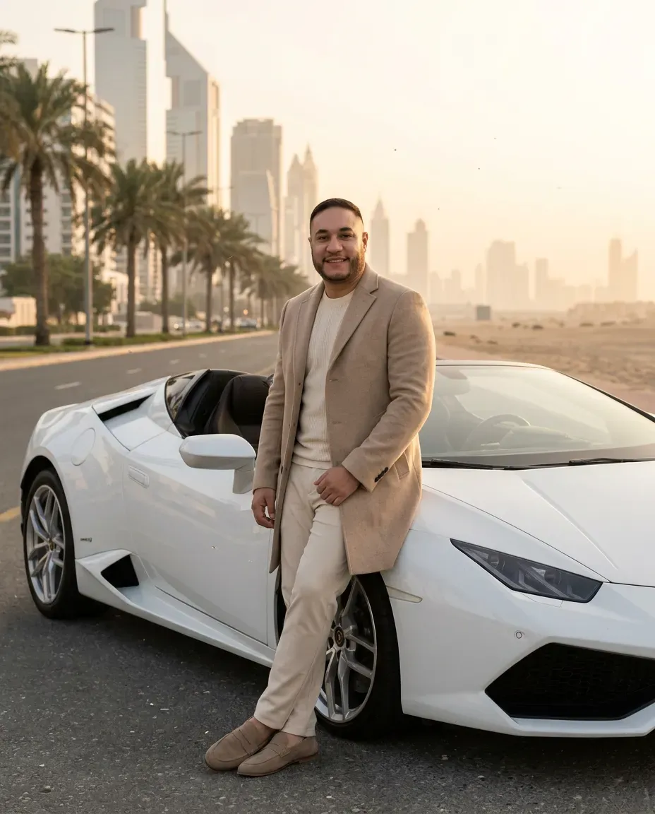 Luxury Desert Metropolis Portrait, Golden Editorial Photography