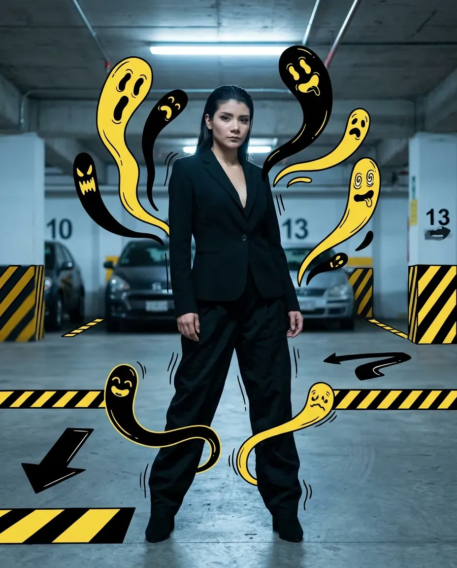 Cinematic Mixed-Media Urban Fashion Portrait with Doodle Art