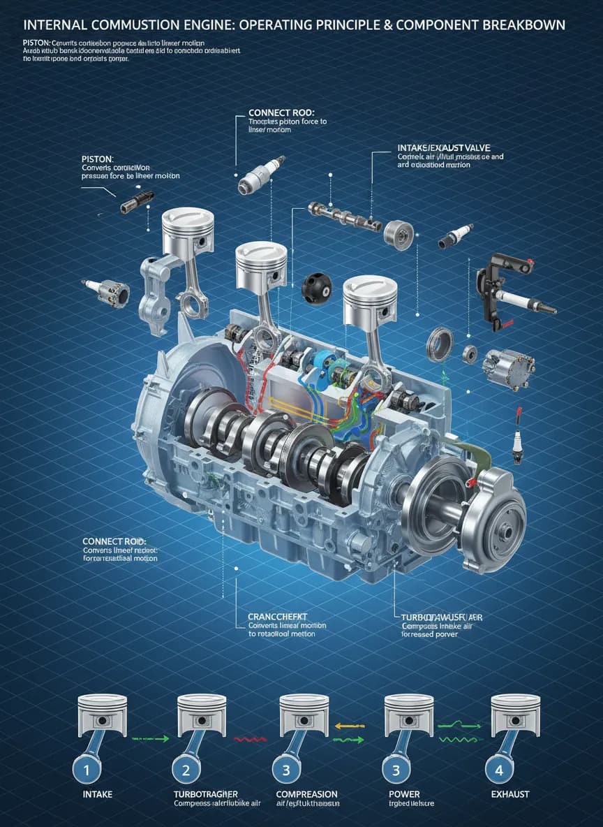 3D Cutaway Car Engine Diagram