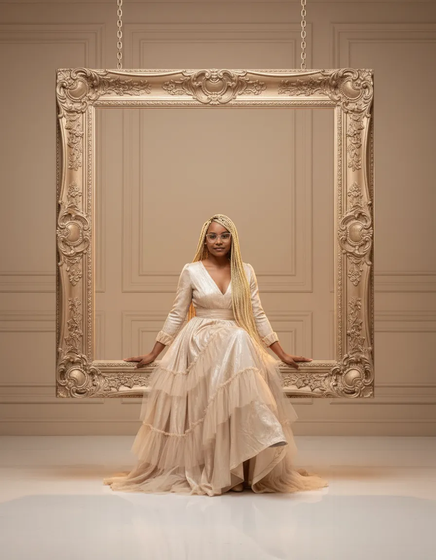 Luxurious Monochrome Suspended Frame Fashion Portrait