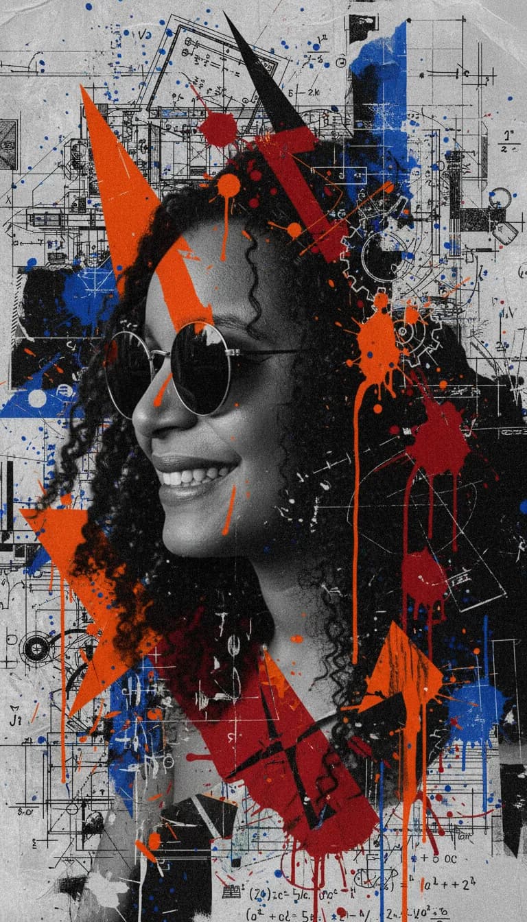 Trash Polka Mixed Media Side Profile Portrait Template