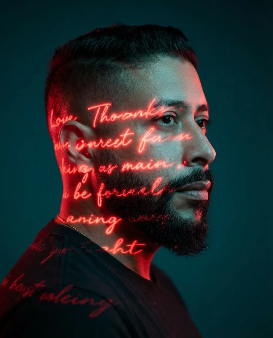 Cinematic Portrait with Neon Projection