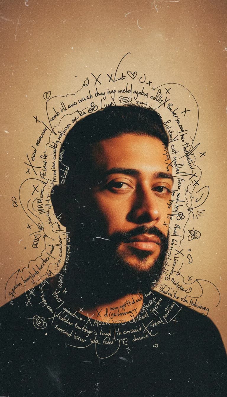 Warm Washed Scribble-Text Silhouette Poster