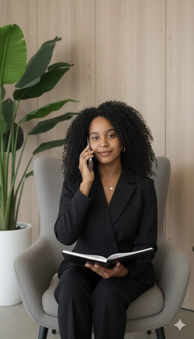 Hyper-Realistic Corporate Editorial Portrait – Executive Call Scene Template