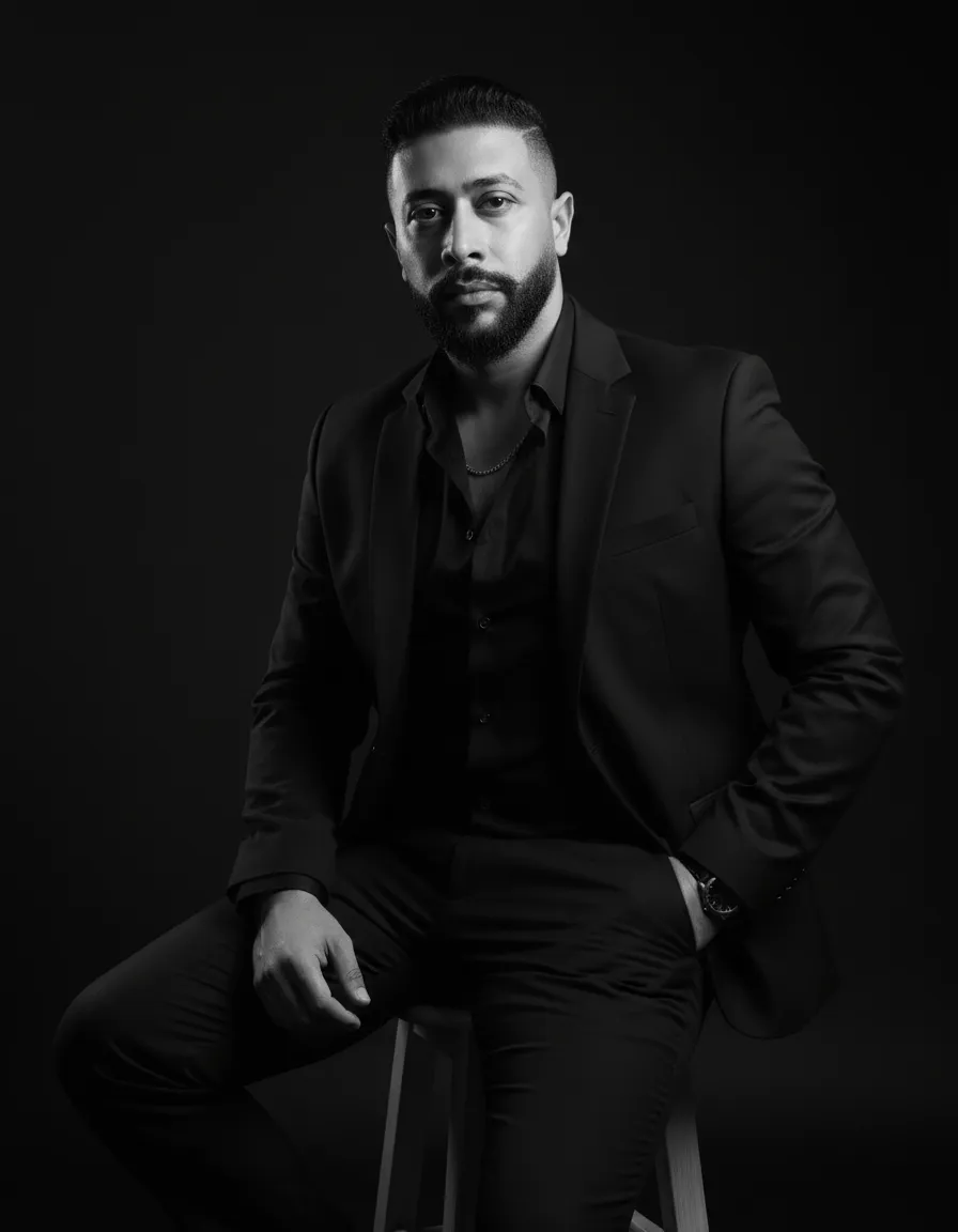 Cinematic Black & White Power Portrait with Locked Face Identity