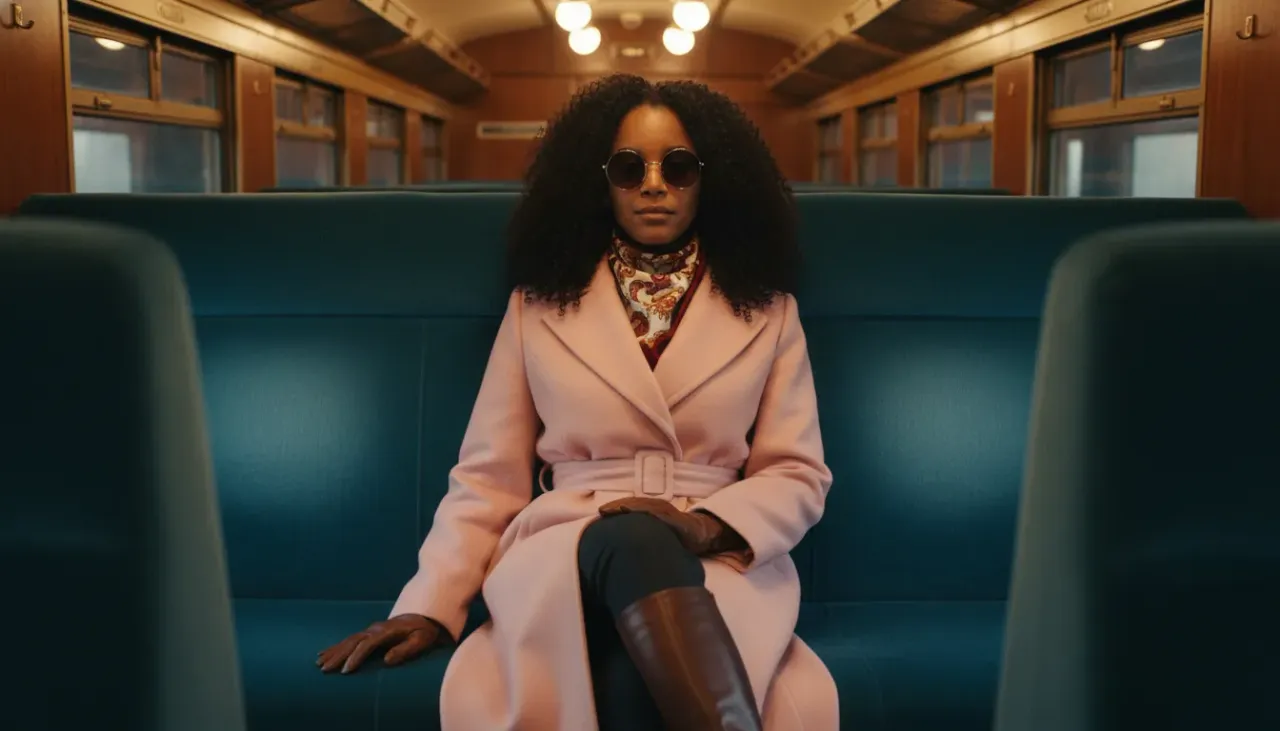 Cinematic Vintage Train Luxury Fashion Portrait