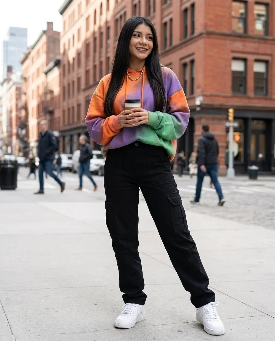 Urban Streetwear Fashion Photography with Gradient Hoodie