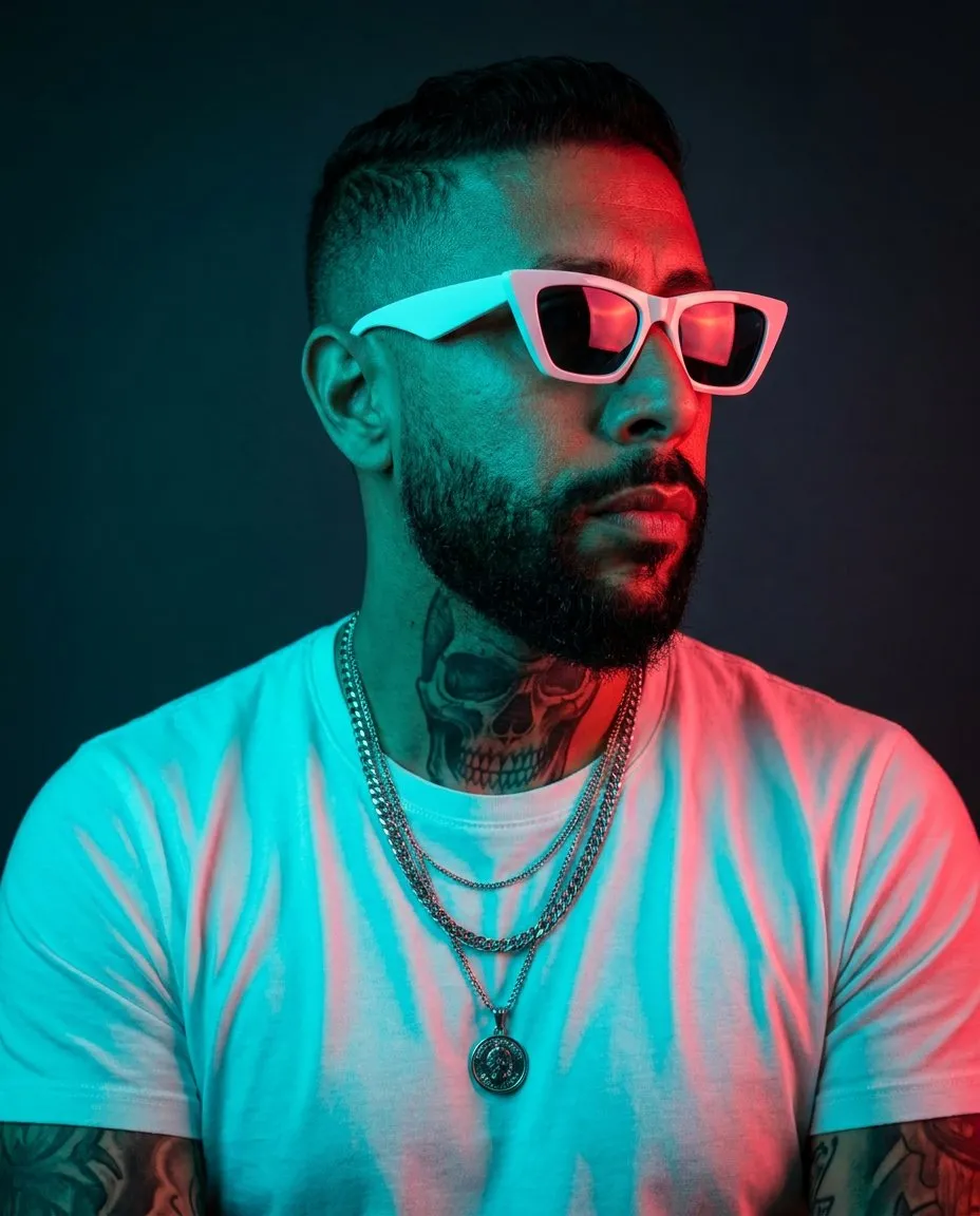 Cinematic Neon Cyberpunk Streetwear Portrait Photography