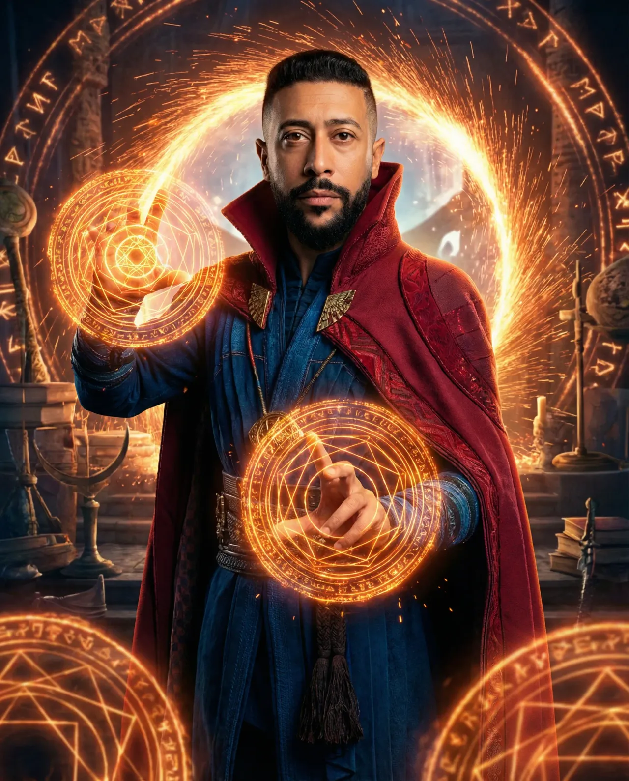 Cinematic Doctor Strange Cosplay Portrait with Mystical Eldritch Light