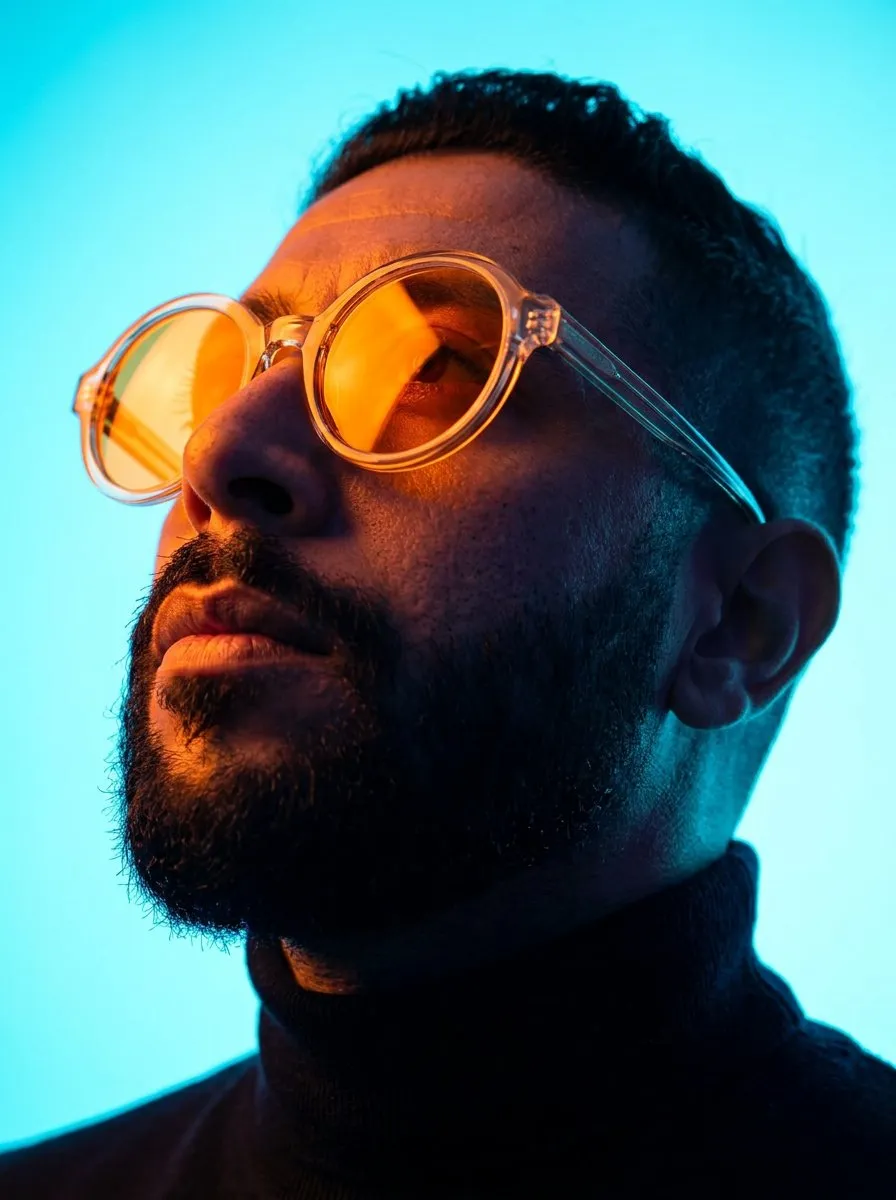 Cinematic Cyberpunk Neon Portrait, Low-Angle Editorial
