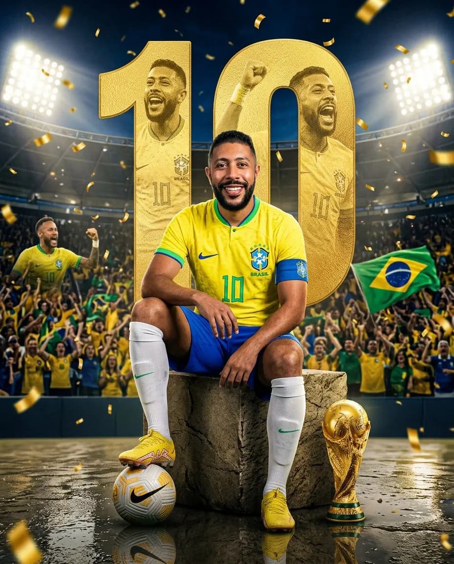 Hyper-Realistic Football Captain Poster, Cinematic Stadium Portrait