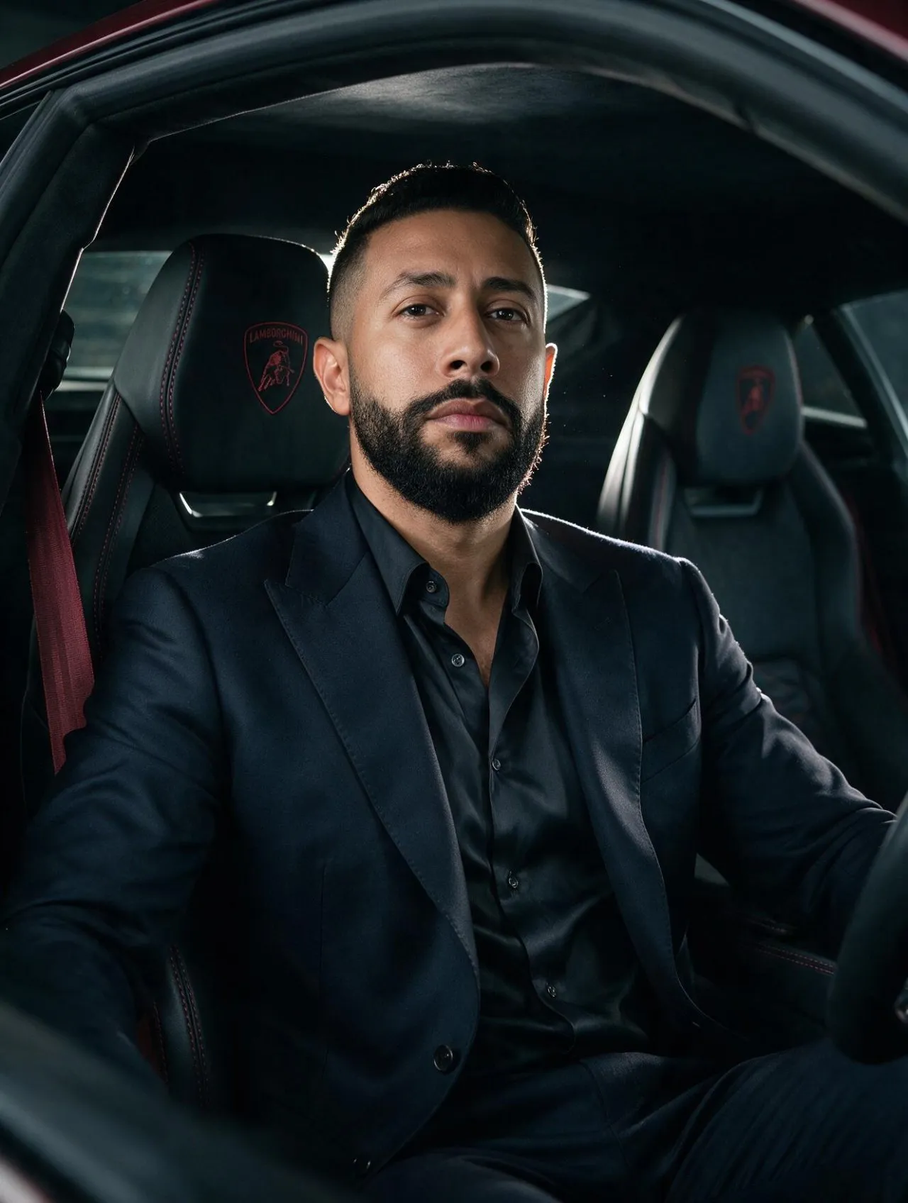 Cinematic Hyper-Realistic Editorial Car Interior Portrait