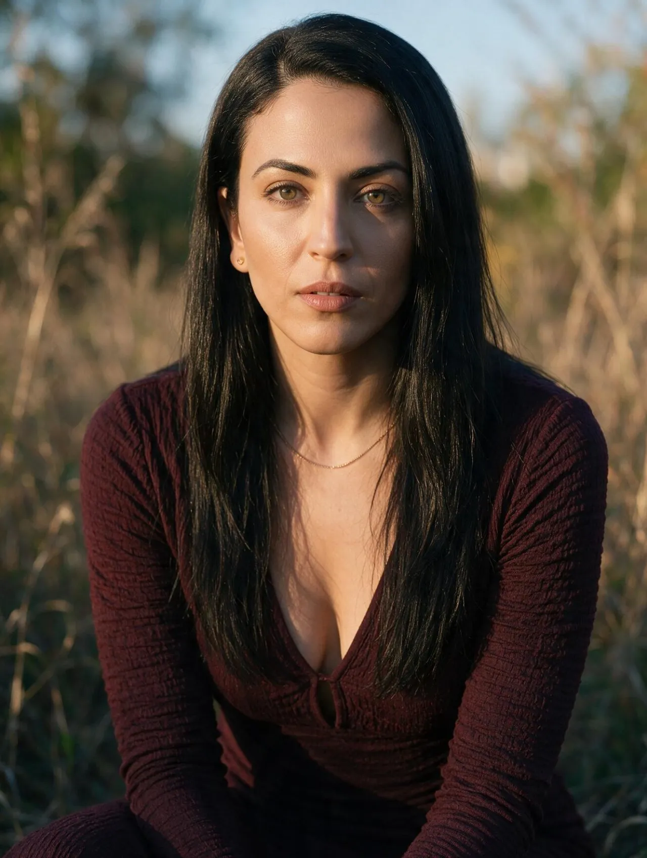Vertical Golden-Hour Outdoor Portrait, Cinematic Soft Realism